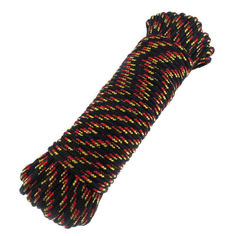  [AUSTRALIA] - Diamond Braid Nylon Rope,3/16"(5mm) by 100feet Paracord,General-Purpose Utility Rope, Polypropylene Rope, High Strength All Purpose Braided Utility Flag Line,Rope for Indoor or Outdoor Use(Black) Black