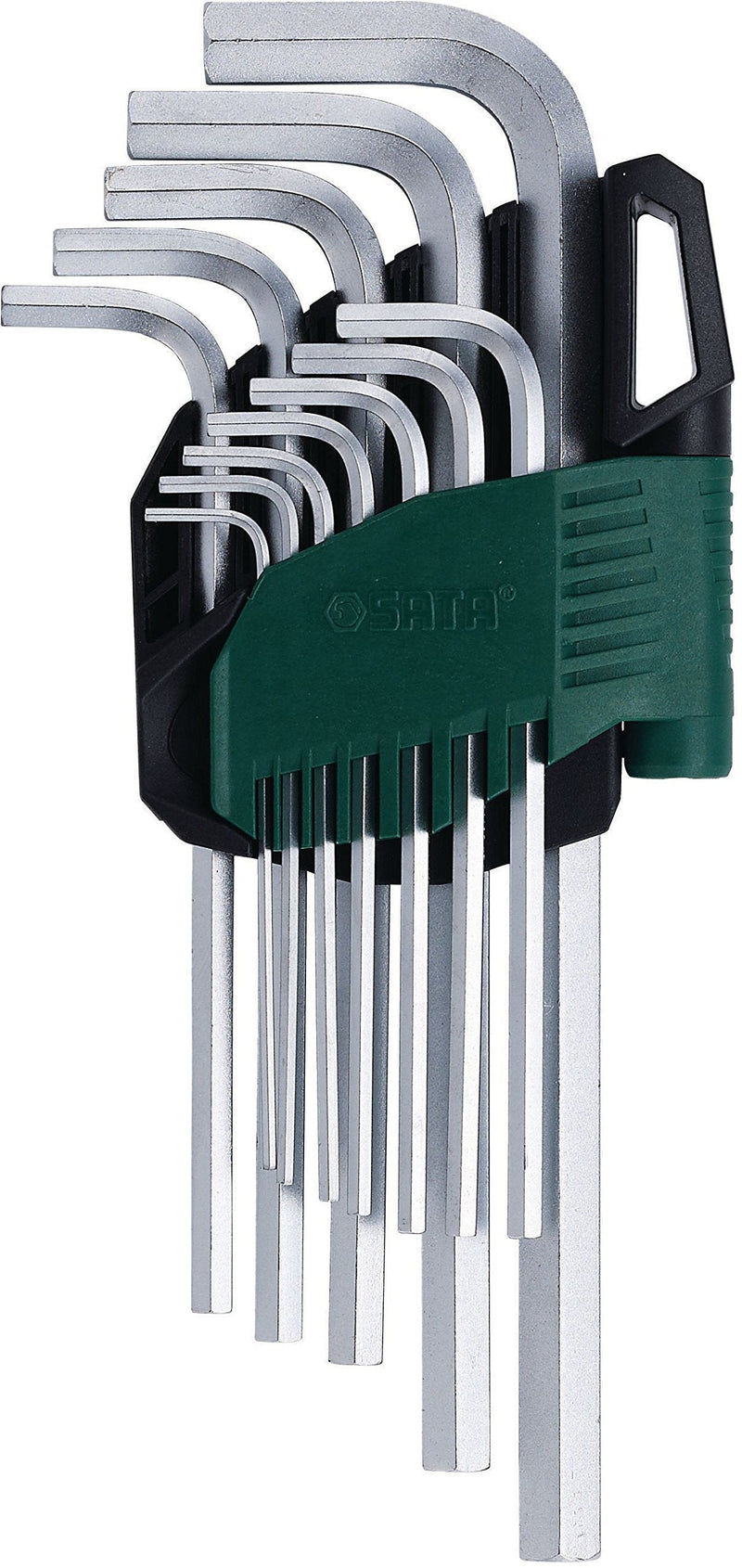  [AUSTRALIA] - SATA 12-Piece Long Arm SAE Hex Key Set with Chamfered Tips and Green Nylon Fiber Carrying Caddy - ST09108SJ 12 Pc., Long Arm, Hex Key Set,  SAE