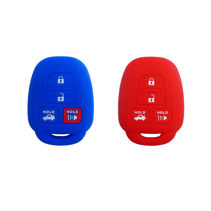  [AUSTRALIA] - BAR Autotech Remote Key Silicone Rubber Keyless Entry Car Shell Case Key Fob Cover for 2012 2013 2014 Toyota Corolla Camry RAV4 Avalon Venza (1 Pair) (Blue+Red) 6. Blue/Red