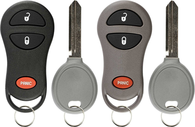  [AUSTRALIA] - KeylessOption Keyless Entry Fob Remote Uncut Ignition Car Key Replacement for Jeep 56036859, 56036860 (Pack of 2)