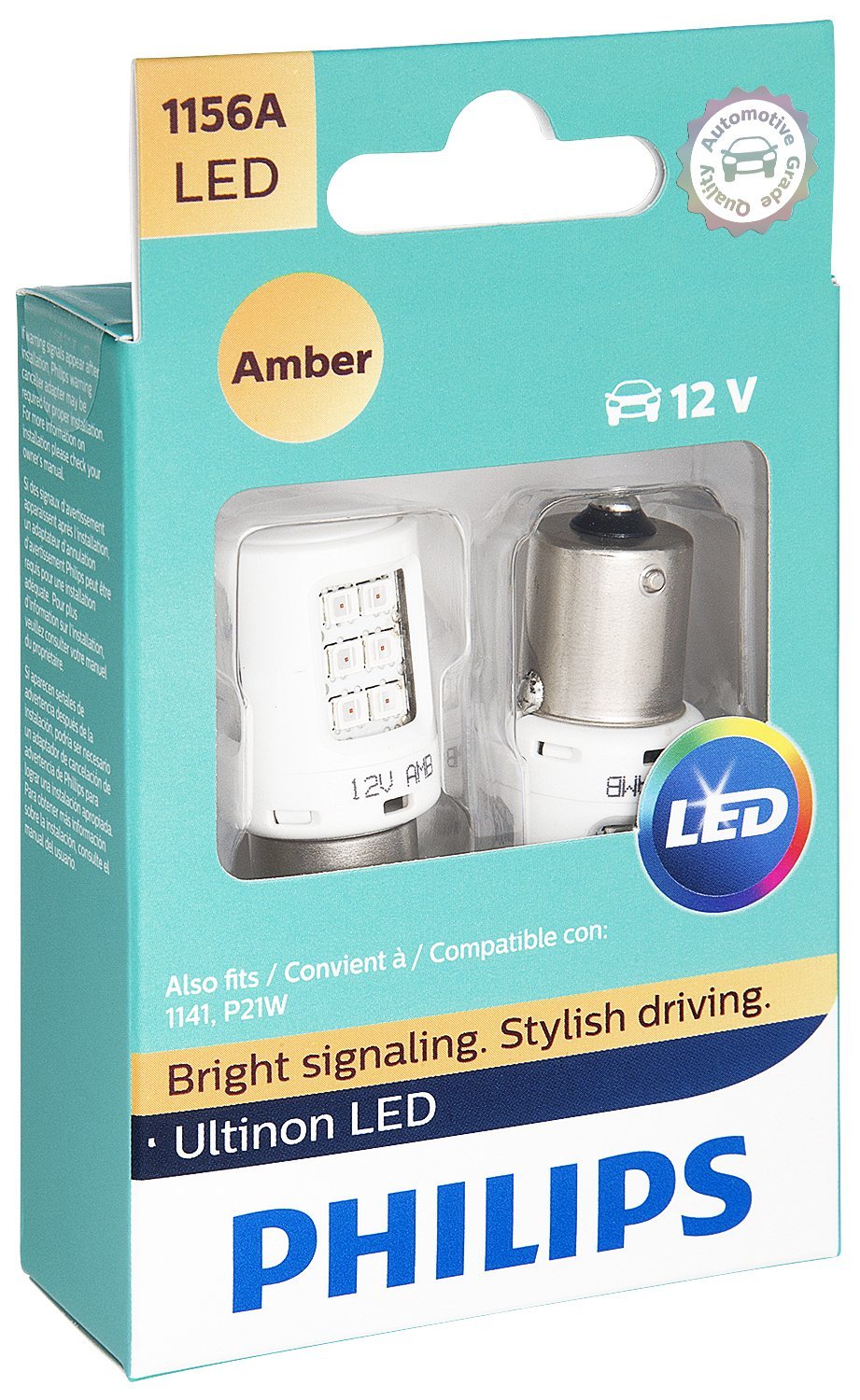 Philips 1156 Ultinon LED Bulb (Amber), 2 Pack - LeoForward Australia