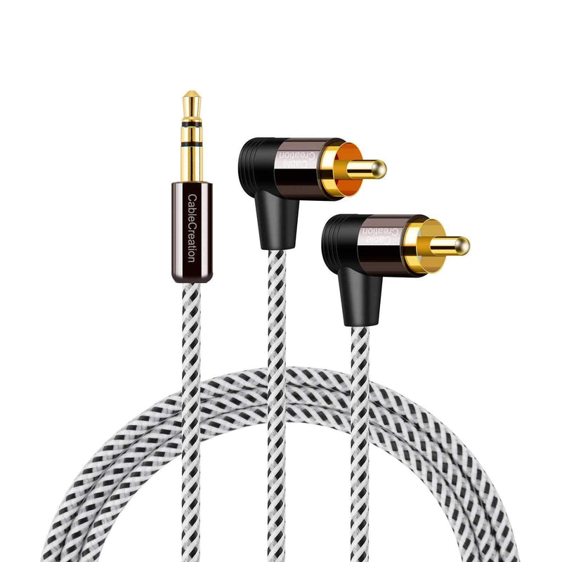  [AUSTRALIA] - CableCreation RCA to 3.5MM, 3FT 3.5mm to 2RCA Male Stereo Audio Y Splitter Right Angle Cable Compatible with TV,Smartphones, MP3, Tablets, Speakers,Home Theater,24K Gold Plated RCA Angled