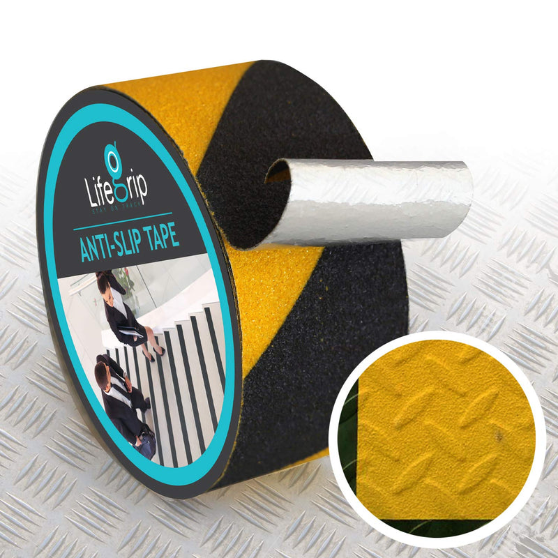  [AUSTRALIA] - LifeGrip Non-Slip Tape, Aluminum-Backed, Conformable Safety Grip Anti-Slip Tape (2" X 15', Yellow/Black) 2" X 15'