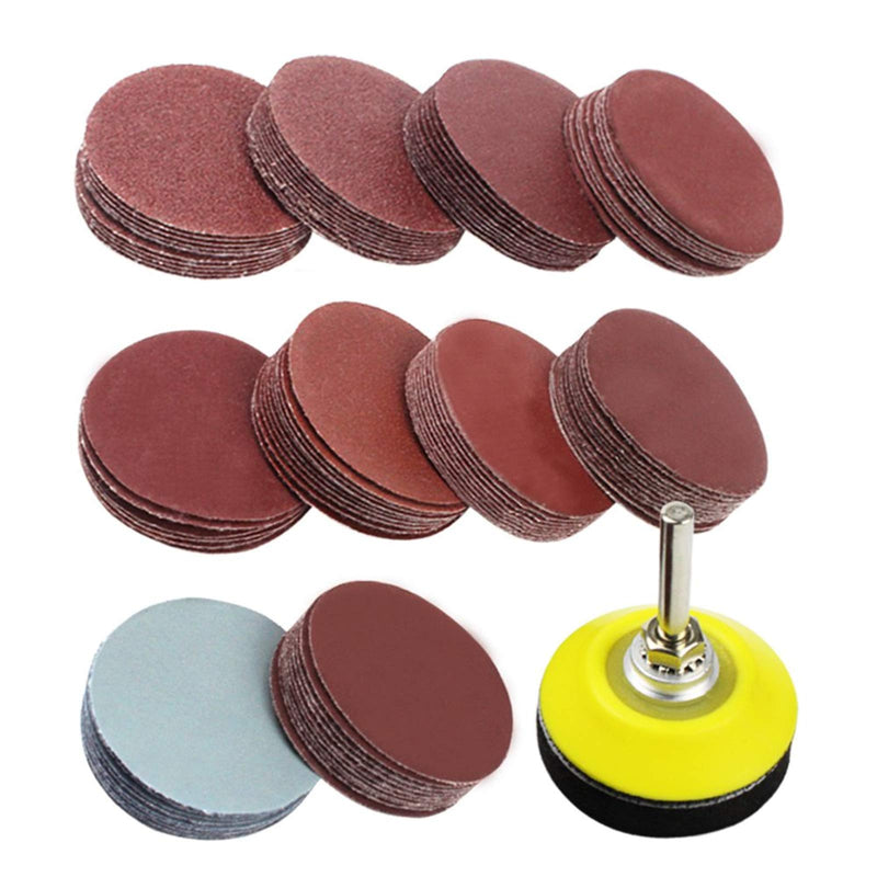  [AUSTRALIA] - Coceca 2 Inches 100pcs Sanding Discs Pad Kit for Drill Grinder Rotary Tools with Backer Plate a Quarter Inch Shank Includes 80-3000 Grit Sandpapers