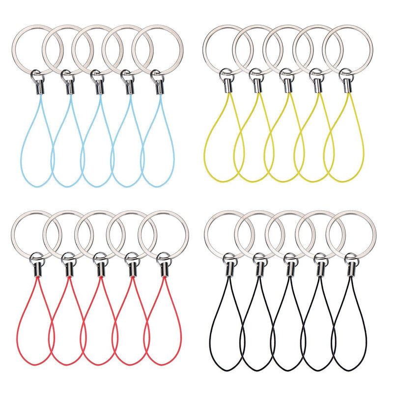 Bememo Keyring with Strap Lanyard for USB Flash Drive MP3 Player Keys Cellphone Keychain, 4 Colors, 20 Pieces - LeoForward Australia