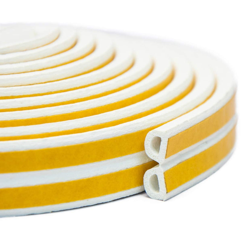  [AUSTRALIA] - Indoor Weather Stripping,Self Adhesive Foam Window Seal Strip for Doors and Windows Weatherstrip Gap Blocker,7/20-Inch x 6/25-Inch x 8-Feet,(2 Seals Total 16Feet) White