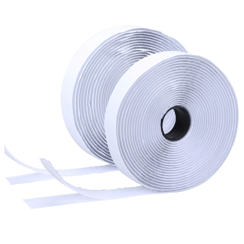  [AUSTRALIA] - BQS 1" Width Self Adhesive Hook and Loop Sticky Back Tape Fastener 16 feet(White) White