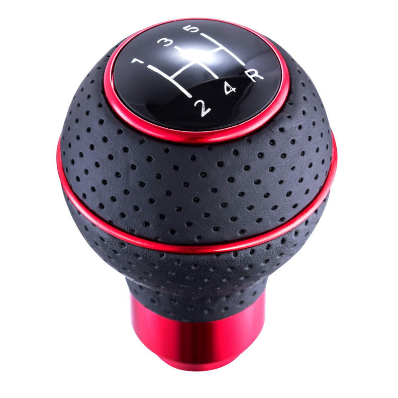  [AUSTRALIA] - Arenbel Leather Stick Shift Knob 5 Speed Car Gear Shifting Shifter Lever Adapter Head fit Most Universal Manual Automatic Vehicle, Red