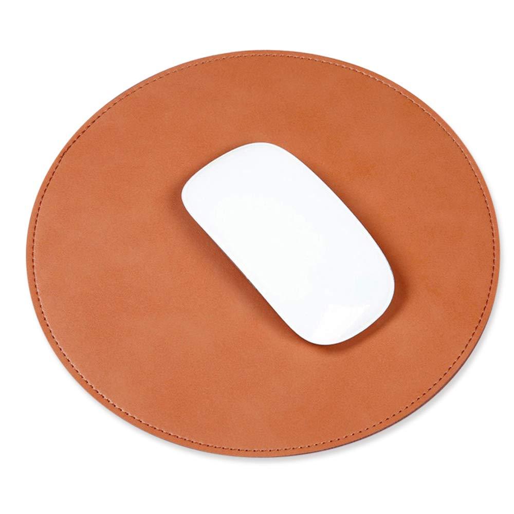 ProElife Premium Mouse Pad Mat Round PU Leather Mousepad for Home Office, for Magic Mouse/Surface Mouse and Wired/Wireless Bluetooth Mouse (Brown), Noiseless/Durable/Waterproof Surface PU leather-Brown - LeoForward Australia