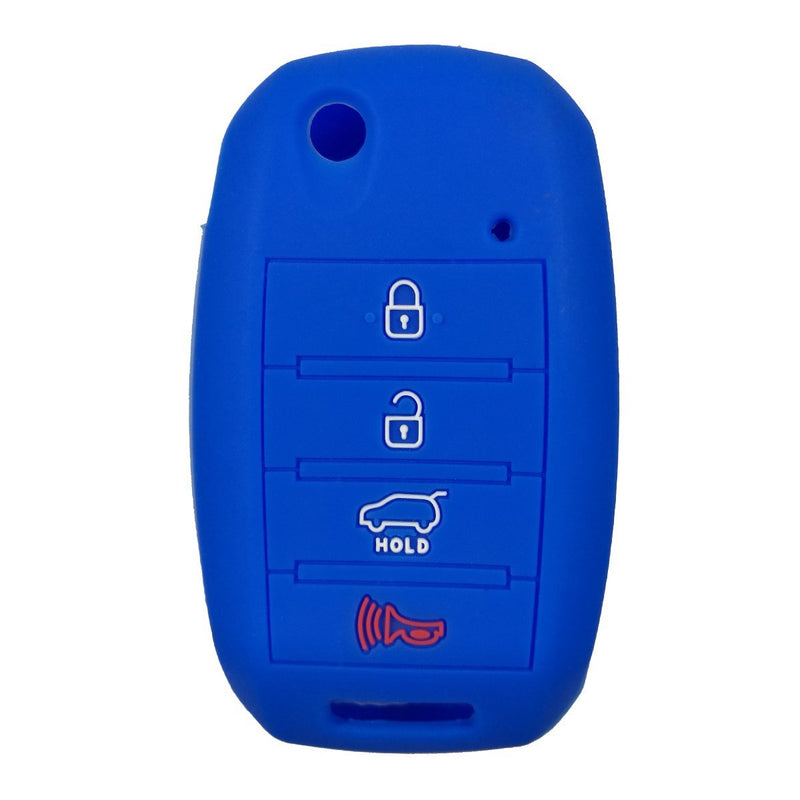  [AUSTRALIA] - Coolbestda Silicone 4button Flip Folding Key Fob Cover Keyless Remote Case Holder Protector Holder for Kia Sorento Sportage Rio Soul Forte Optima Carens Blue （Not Fit Smart Key Fob）