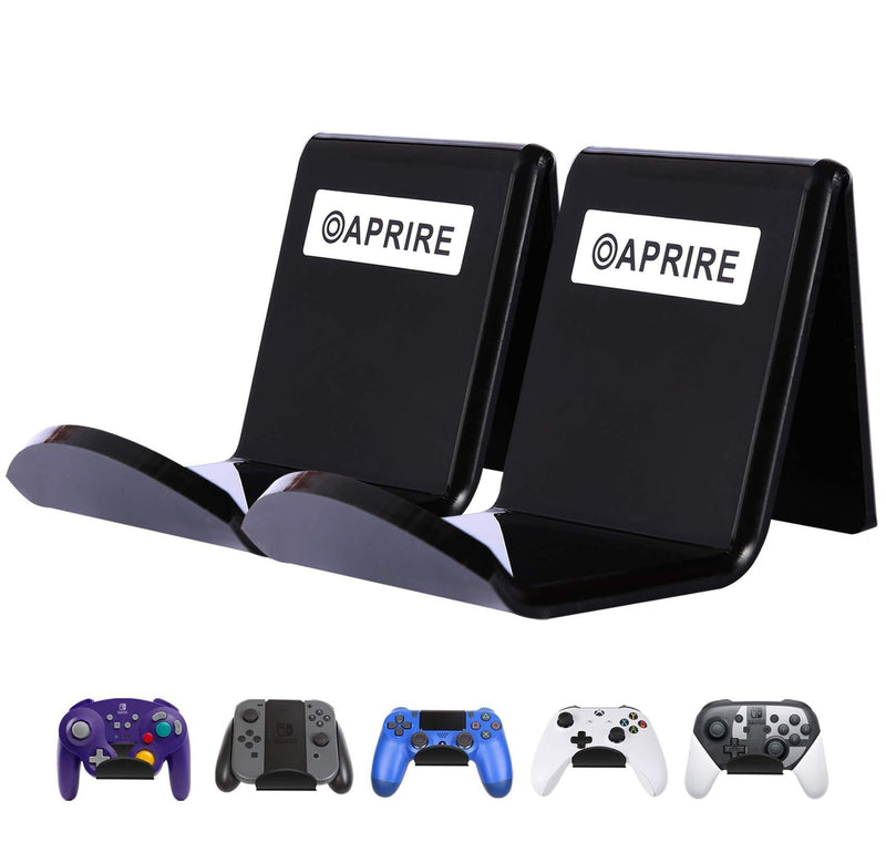  [AUSTRALIA] - Controller Stand Wall Holder Mount for Xbox One PS4 Pro - Pack of 2 OAPRIRE Acrylic Video Game Controller Accessories with Cable Clips - Black
