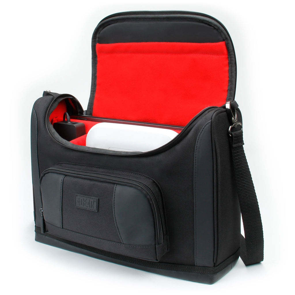 USA GEAR Portable Photo Printer Carrying Case - Compact Printer Messenger Bag Compatible with Canon SELPHY CP1300 / CP1200, HP Sprocket Studio, Epson PictureMate PM-400, Kodak Dock PD-450 (Red) Black and Red - LeoForward Australia