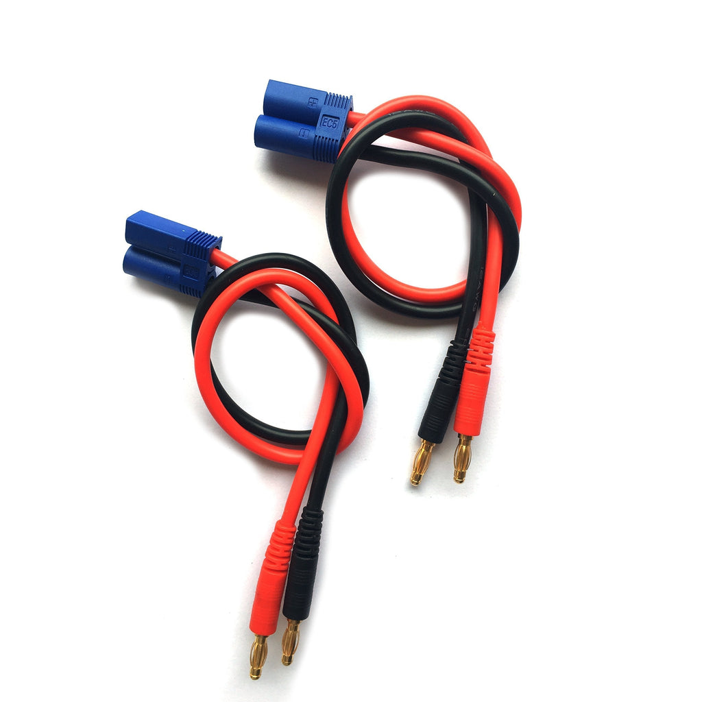 UAV 2 PCS EC5 Connector Male to 4mm Bullet Banana Plugs 12AWG Lead Adapter Cable for RC Battery Charger - LeoForward Australia