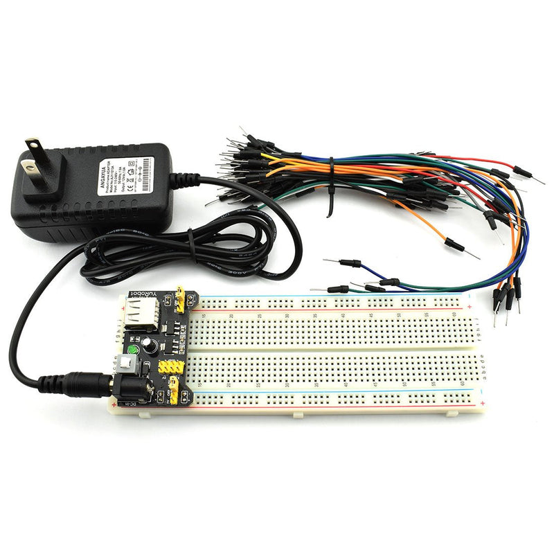  [AUSTRALIA] - HJ Garden Electronic Component Power Supply Module Assorted Kit for Arduino, Raspberry Pi, STM32, UNO, MEGA2560 830P Breadboard + Power Module + Jumper + 12V 1A Adaptor 68pcs Kit