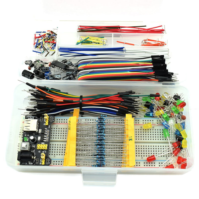  [AUSTRALIA] - HJ Garden Electronic Component Assorted Kit for Arduino, Raspberry Pi, STM32 etc. 830 Breadboard + Jumper + Power Module + Resistor + Capacitor + LED + Switch (Pack of 458pcs) E3 Kit
