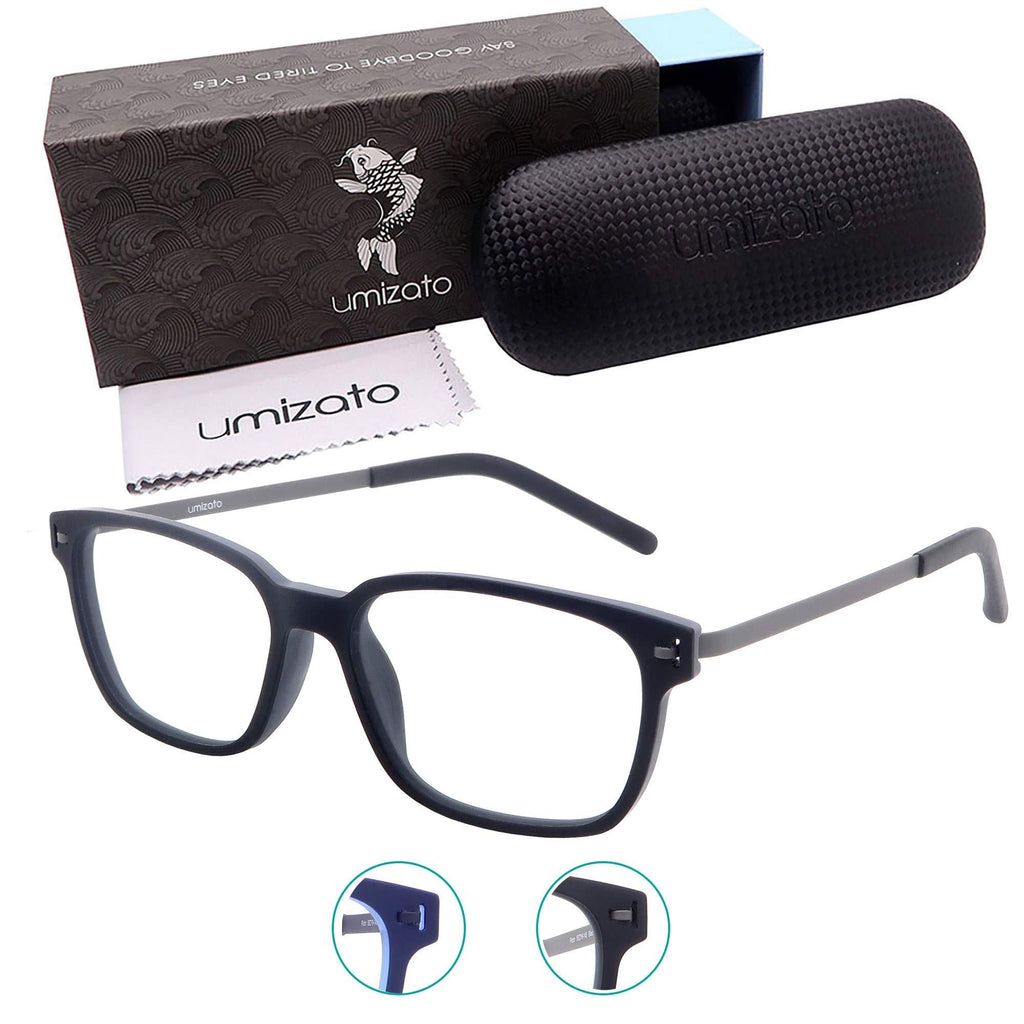  [AUSTRALIA] - [Pictor] Umizato Gaming Glasses - Blue Light Blocking Glasses for Men Women - Lightweight for Computer Screen, Eye-Strain +0 (No Magnification) Black Grey