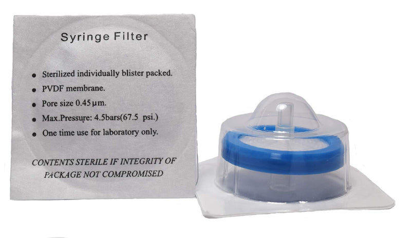 ADVANGENE Syringe Filter Sterile, PVDF, 0.45 Micron 30mm, PVDF Blue (30/pk) - LeoForward Australia