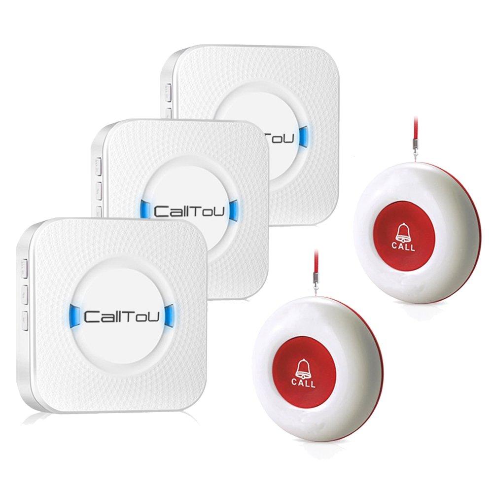 CallToU Wireless Caregiver Pager Smart Call System 2 SOS Call Buttons/Transmitters 3 Receivers Nurse Calling Alert Patient Help System for Home/Personal Attention Pager 500+Feet Plugin Receiver Alert - LeoForward Australia