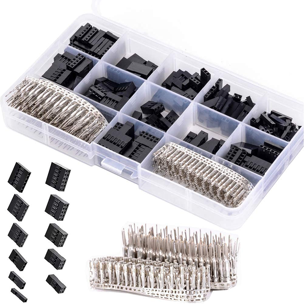  [AUSTRALIA] - CHENBO 620pcs 2.54mm/0.1" Connectors Wire Jumper Cable Pin Header Connector Housing Assortment Kit Male Female Crimp Pin Connector Terminal Pitch With Plastic Box