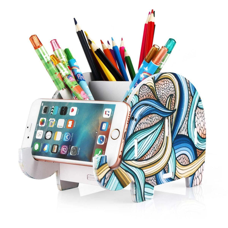 COOLBROS Elephant Pencil Holder With Phone Holder Desk Organizer Desktop Pen Pencil Mobile Phone Bracket Stand Storage Pot Holder Container Stationery Box Organizer (Indian elephan) Indian elephan - LeoForward Australia