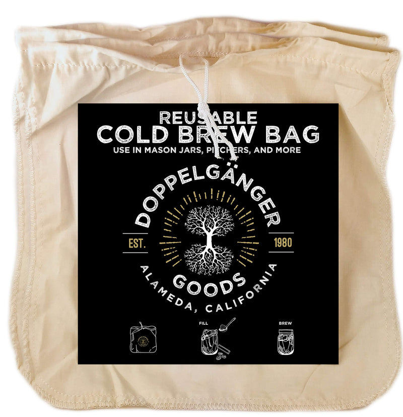 (2-Pack) Organic Cotton Cold Brew Coffee Bag - Designed in California - Reusable Coffee Filter with EasyOpen Drawstring Cold Brew Maker for Pitchers, Mason Jars, & Toddy Systems (Large 12" x 12") 2 Large (12" x 12") - LeoForward Australia