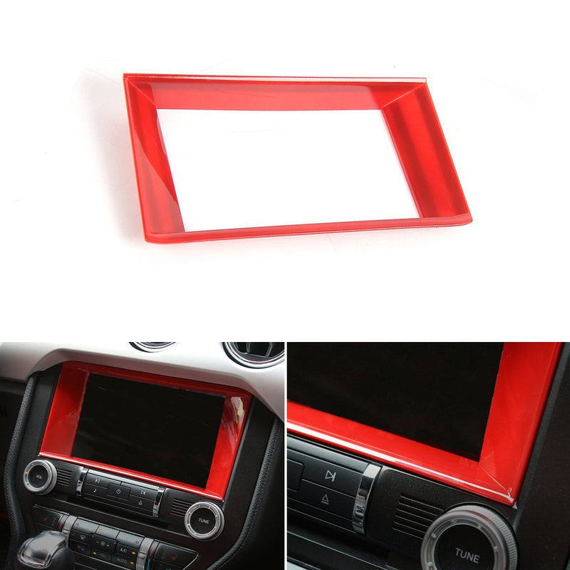  [AUSTRALIA] - Car Center Console Multimedia Control Panel 8-inch Screen Frame Cover Decoration Ring Trim Interior Trim Accessories for Ford Mustang 2015 2016 2017