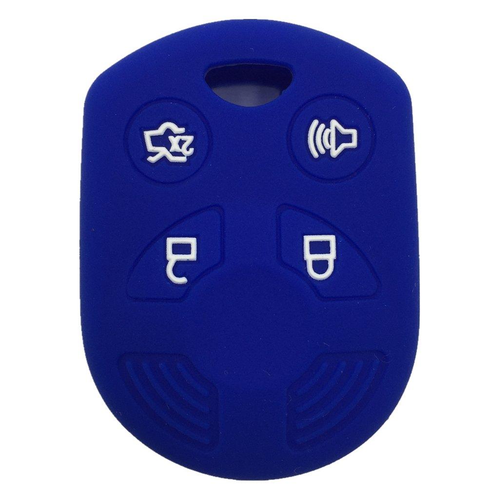  [AUSTRALIA] - Ezzy Auto Blue 4 Buttons Silicone Rubber Key Fob Case Key Cover Key Jacket Skin Protector fit for Ford