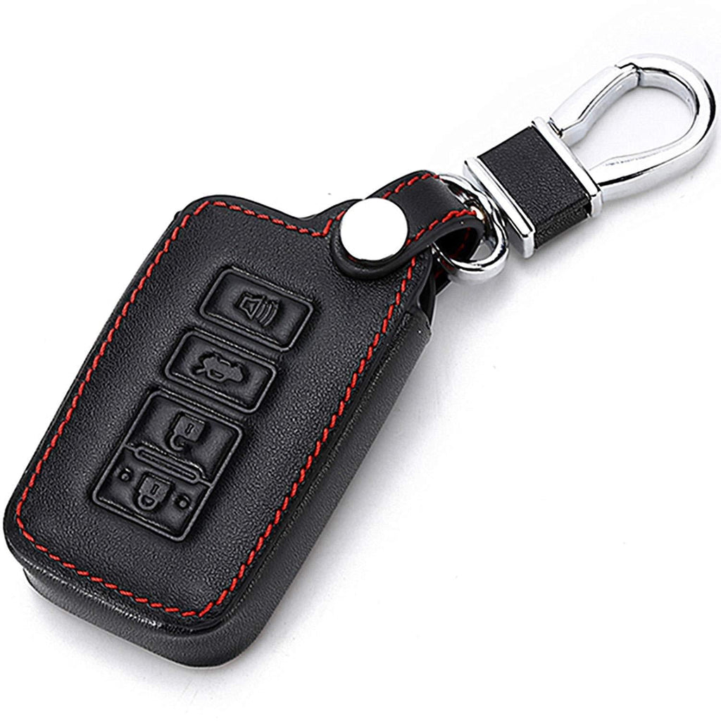  [AUSTRALIA] - WFMJ Black Leather 4 Buttons Remote Smart Key Chain Cover Case for Toyota Avalon Camry Corolla Highlander