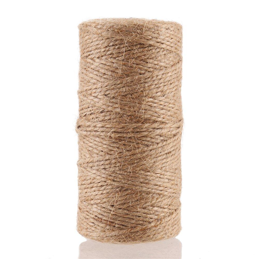 CCINEE Natural Jute Twine 328 Feet Burlap Rope String for DIY Crafts, Festive Decoration, Gift Wrapping and Gardening Applications 2mm(2 Ply) 2 mm - LeoForward Australia