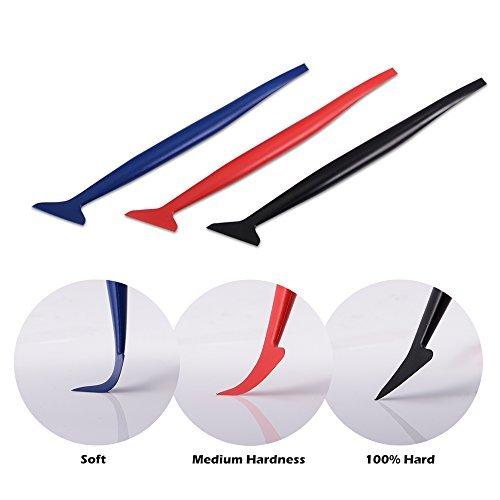  [AUSTRALIA] - FOSHIO Vinyl Car Wrapping Flexible Micro Squeegee Curves Slot Tint Tool Set 3 in 1 with Different Hardness for Installing Vehicle Wraps and Auto Stickers