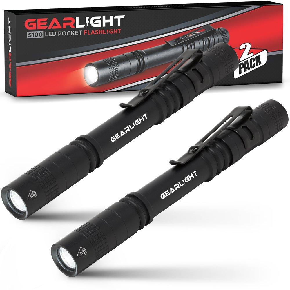 GearLight LED Pocket Pen Light Flashlight S100 [2 Pack] - Small, Mini, Stylus PenLight with Clip - Perfect Flashlights for Inspection, Work, & Repair - LeoForward Australia