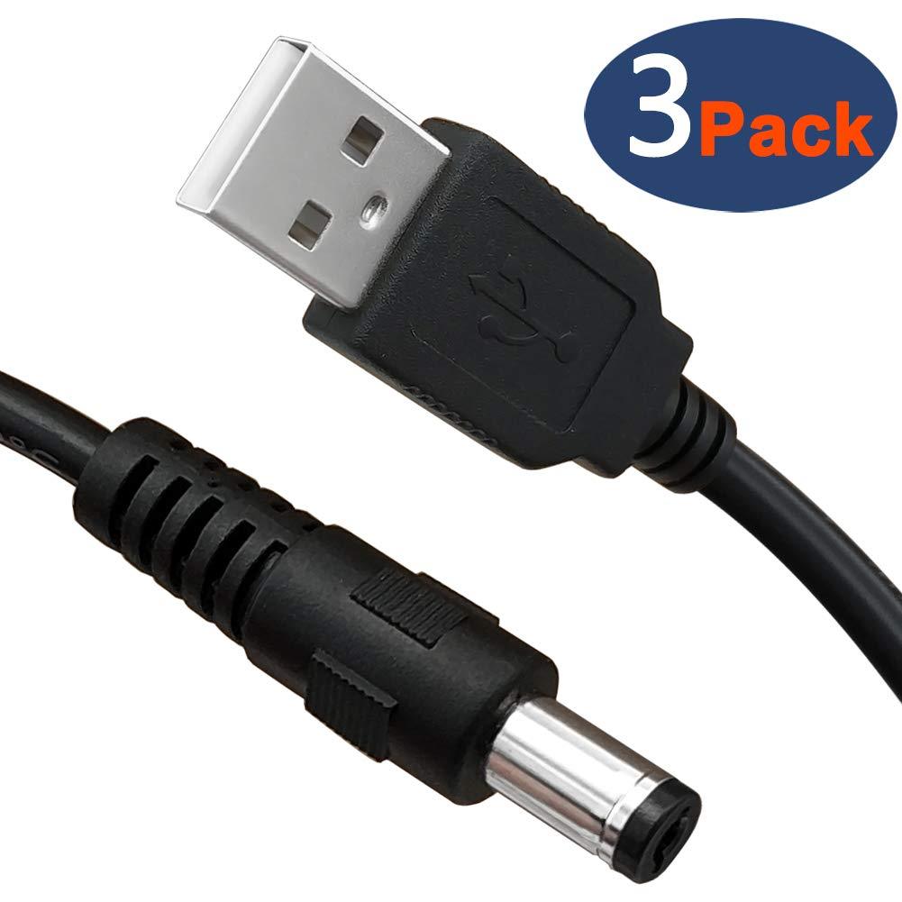SIOCEN 3-Pack 4ft USB 2.0 A Type Male to DC 5.5 x 2.1mm DC 5V Power Plug Connector Cable USB to 5v Power Cable USB to DC Power Charger Cord Black - LeoForward Australia
