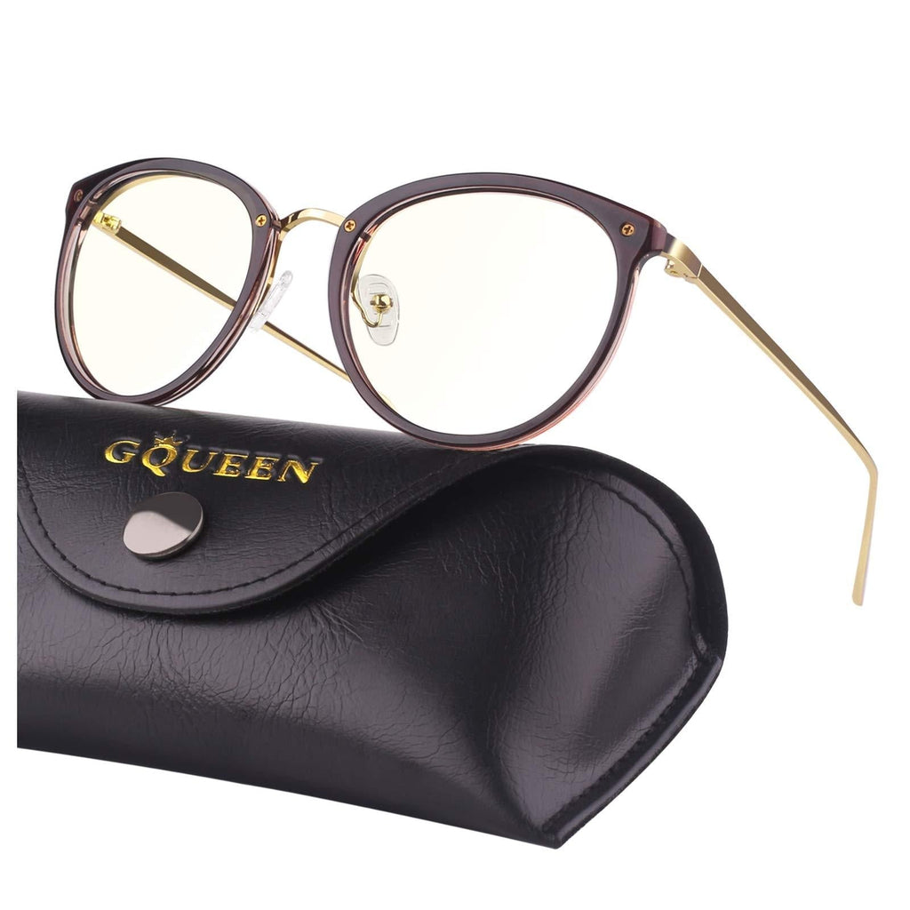 GQUEEN Fake Clear Glasses Non Prescription Glasses Eyeglasses Rectangular Frame, 201512 Blue Light Blocking丨brown Blue Light Blocking Glasses - LeoForward Australia