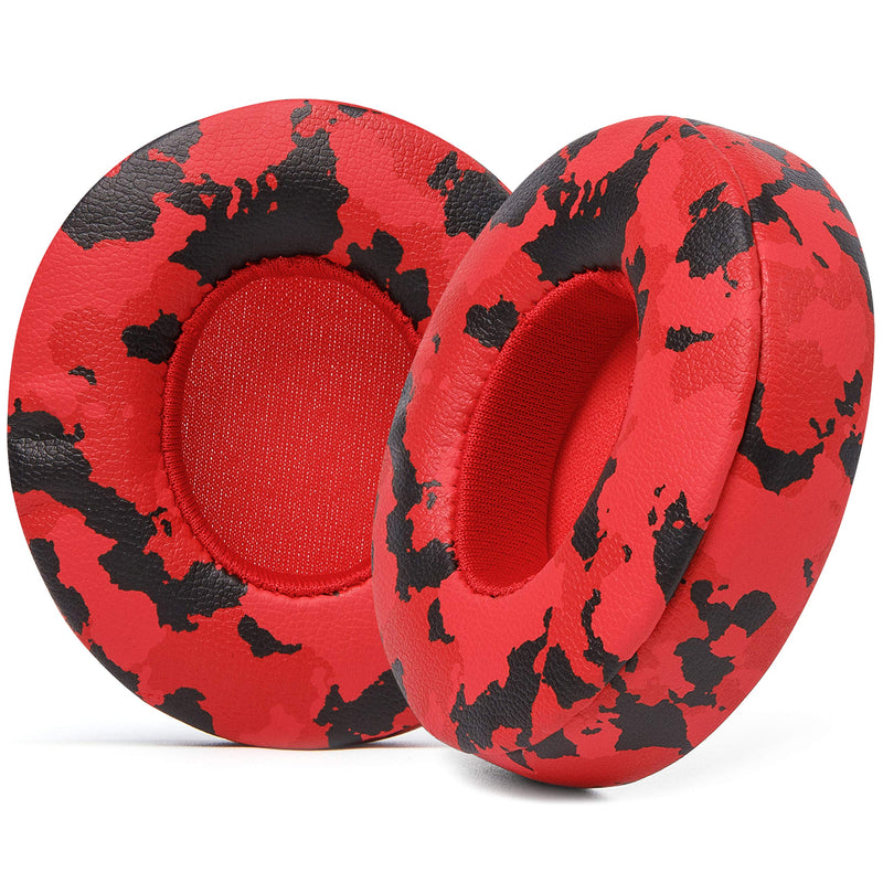  [AUSTRALIA] - WC Extra Thick Replacement Earpads for Beats Solo 2 & 3 by Wicked Cushions - Ear Pads for Beats Solo 2 & 3 Wireless ON-Ear Headphones - Soft Leather, Luxury Memory Foam, Strong Adhesive | Red Camo