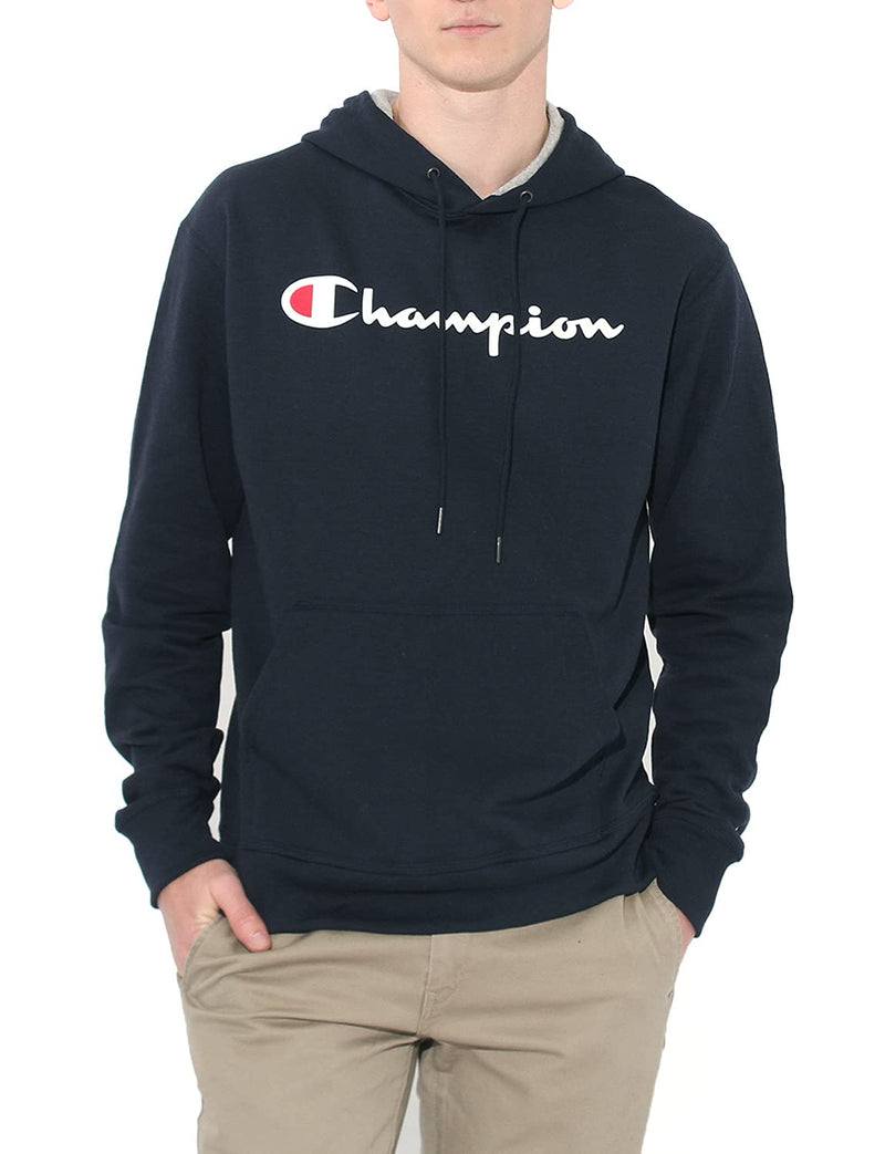 Champion Men's Powerblend Fleece Pullover Hoodie, Script Logo - LeoForward Australia