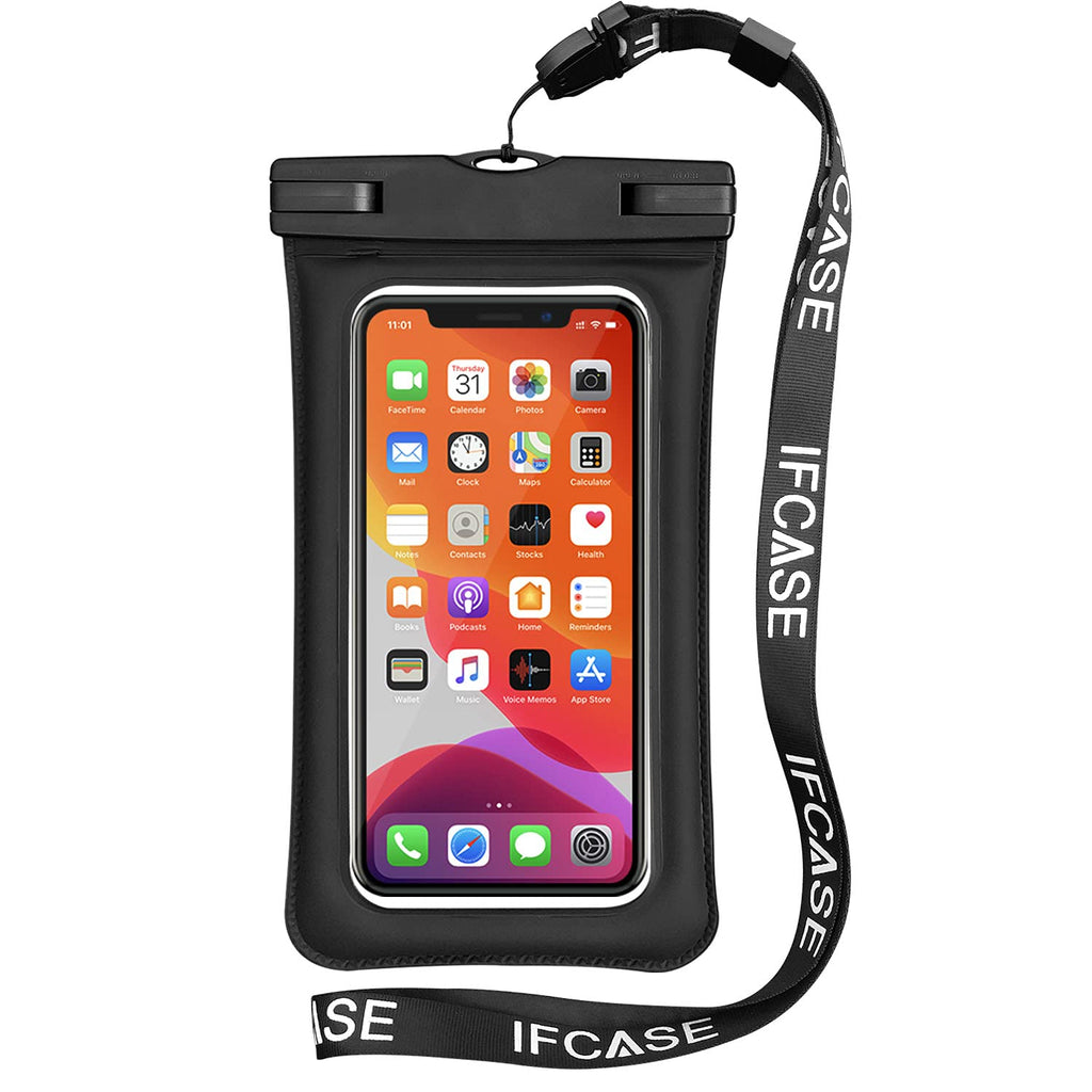Universal Waterproof Case, IFCASE TPU Phone Dry Bag Pouch for iPhone 12 Pro Max, 11 Pro Max, XS XR SE, Samsung Galaxy S21 S20 S10 S9 S8 Plus, S21 Ultra, S20 FE, Note 20 10 9 (Black) Black - LeoForward Australia