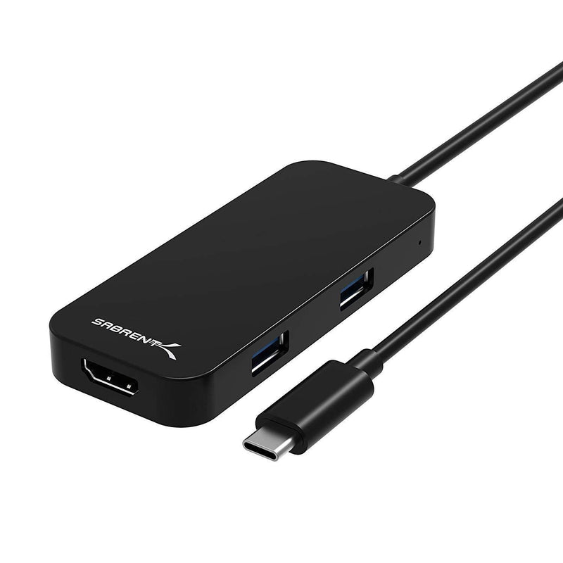 Sabrent Black Aluminum Type-C to 2-Port USB 3.0 and HDMI Adapter (HB-HDUC) Type-C to 2 USB and 1 HDMI - LeoForward Australia