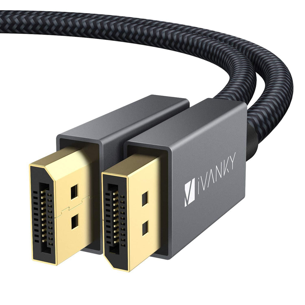  [AUSTRALIA] - VESA Certified DisplayPort Cable, iVANKY 1.2 DP Cable 6.6ft/2M, [4K@60Hz, 2K@165Hz, 2K@144Hz], Gold-Plated Braided High Speed Display Port Cable 144Z, for Gaming Monitor, Graphics Card, TV, PC, Laptop 6.6 Feet Grey
