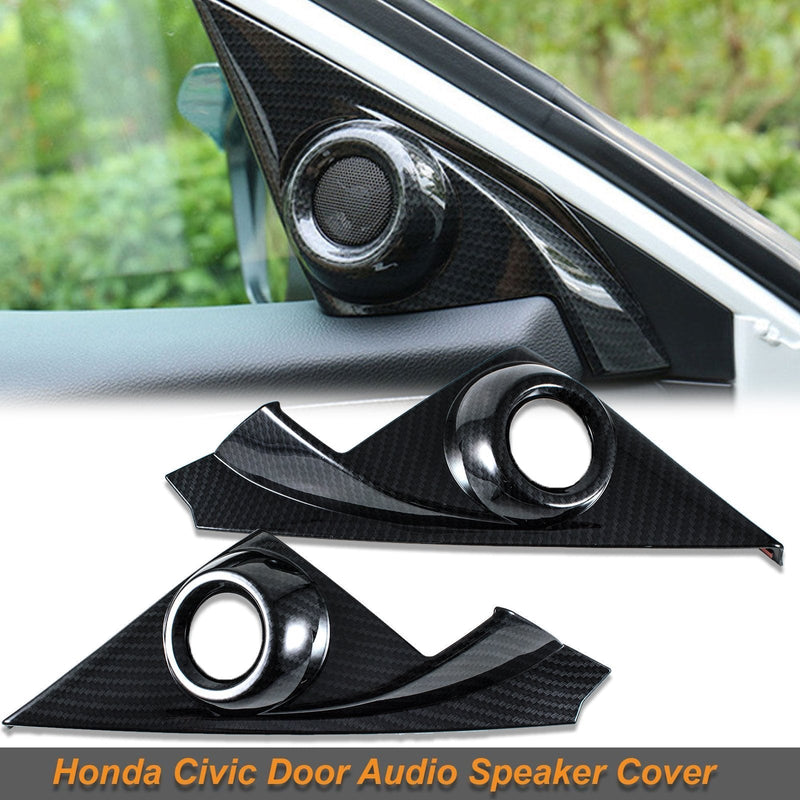  [AUSTRALIA] - Xotic Tech Carbon Fiber Pattern Door Audio Speaker Covers for Honda Civic 10th 2016-2020