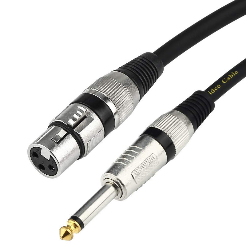  [AUSTRALIA] - TISINO Female XLR to 1/4 (6.35mm) TS Mono Jack Unbalanced Microphone Cable Mic Cord for Dynamic Microphone - 6.6 FT/2 Meters 6.6 feet
