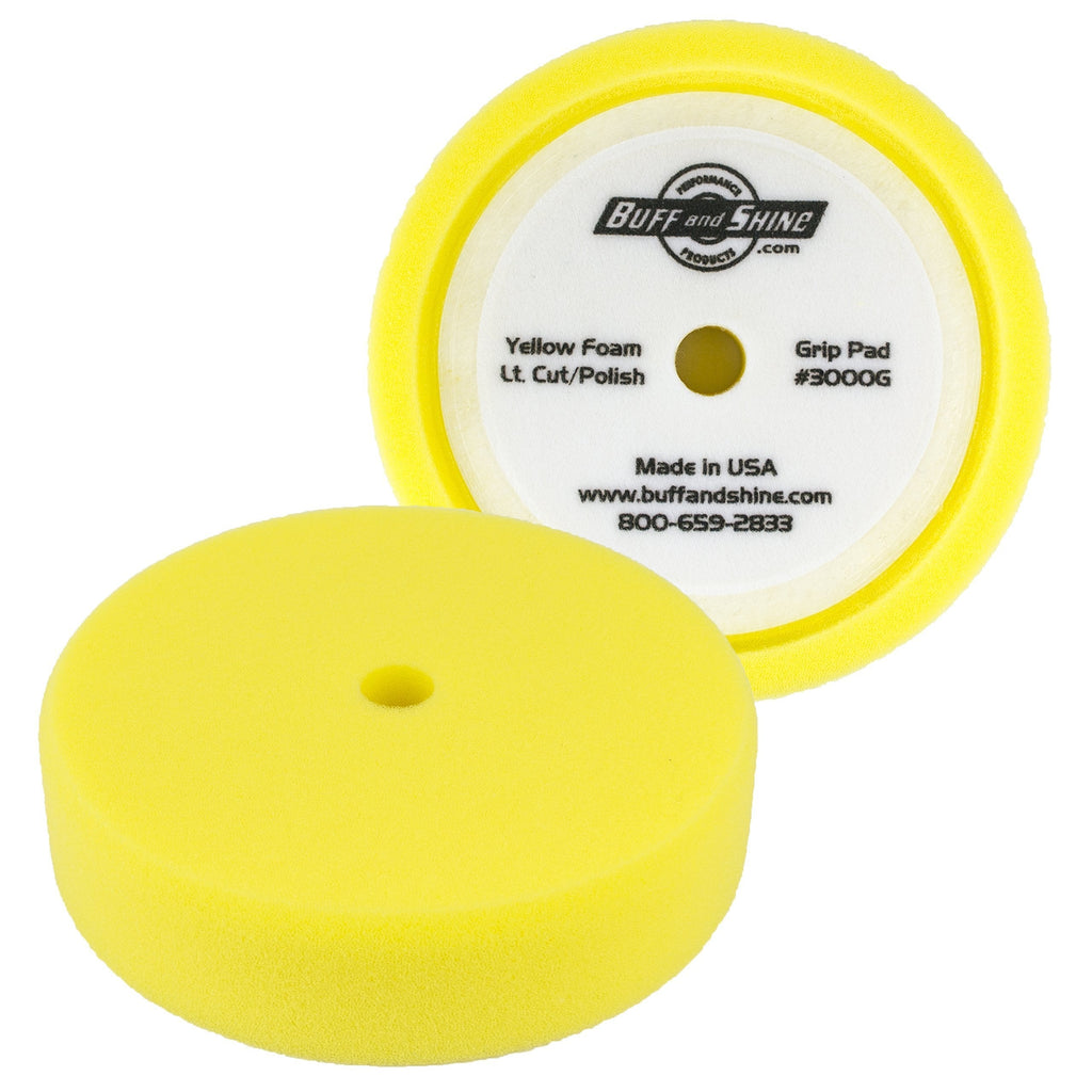  [AUSTRALIA] - BUFF and SHINE 8" Yellow Recessed Foam Buffing Pad - Compounding/Polishing #3000G