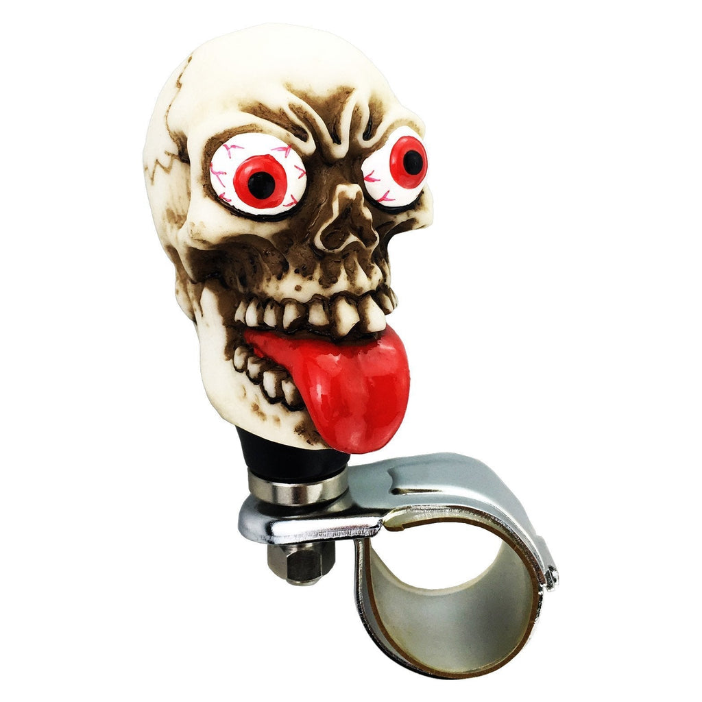  [AUSTRALIA] - Arenbel Skull Steering Wheel Knob Turning Aid Suicide Spinner Car Grip Handle Assist of Fun Grimace Style fit Most Transmission, Beige