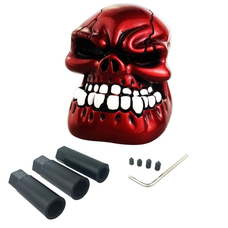  [AUSTRALIA] - Arenbel Car Lever Handle Shifter Skull Universal Gear Stick Shift Knobs Manual Stick Shifting Head fit Most Automatic Vehicles, Red