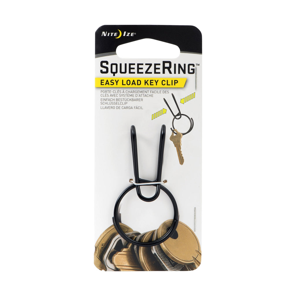 Nite Ize KSQR-01-R6 SqueezeRing, Easy Load Key Clip, Squeeze to Load Split Ring, Black - LeoForward Australia
