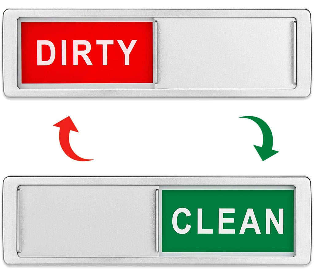  [AUSTRALIA] - Dishwasher Magnet Clean Dirty Sign Shutter Only Changes When You Push It Non-Scratching Strong Magnet or 3M Adhesive Options Indicator Tells Whether Dishes are Clean or Dirty (Silver) 1.silver