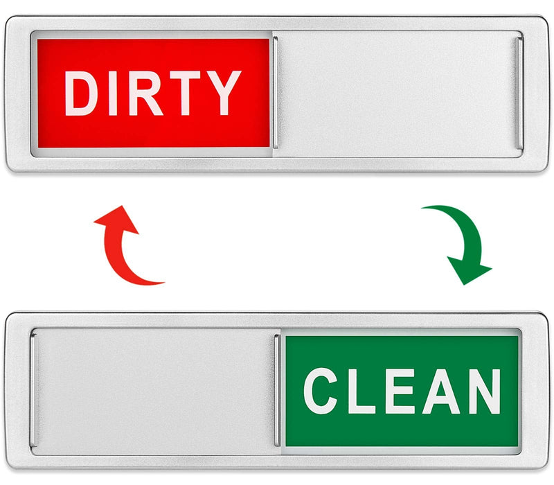  [AUSTRALIA] - Dishwasher Magnet Clean Dirty Sign Shutter Only Changes When You Push It Non-Scratching Strong Magnet or 3M Adhesive Options Indicator Tells Whether Dishes are Clean or Dirty (Silver) 1.silver