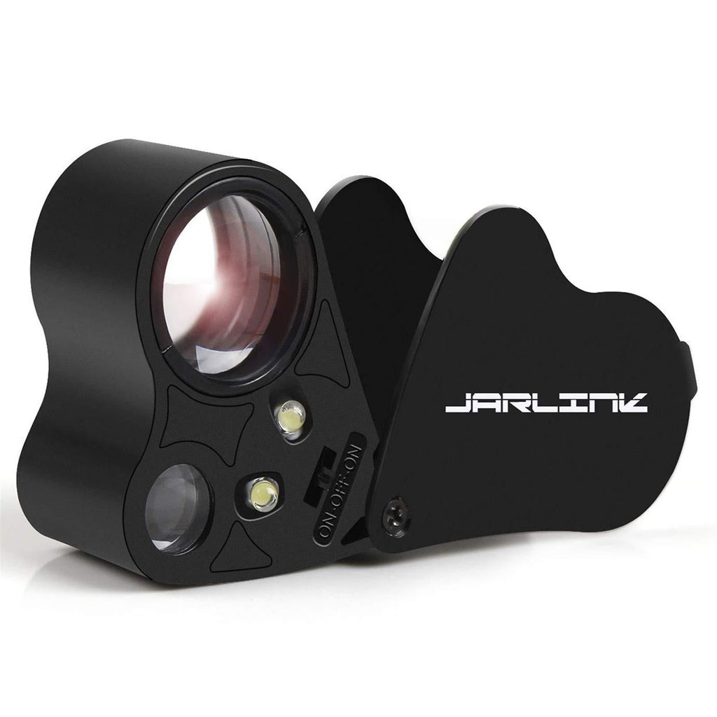 JARLINK 30X 60X Illuminated Jewelers Eye Loupe Magnifier, Foldable Jewelry Magnifier with Bright LED Light for Gems, Jewelry, Coins, Stamps, etc Black - LeoForward Australia