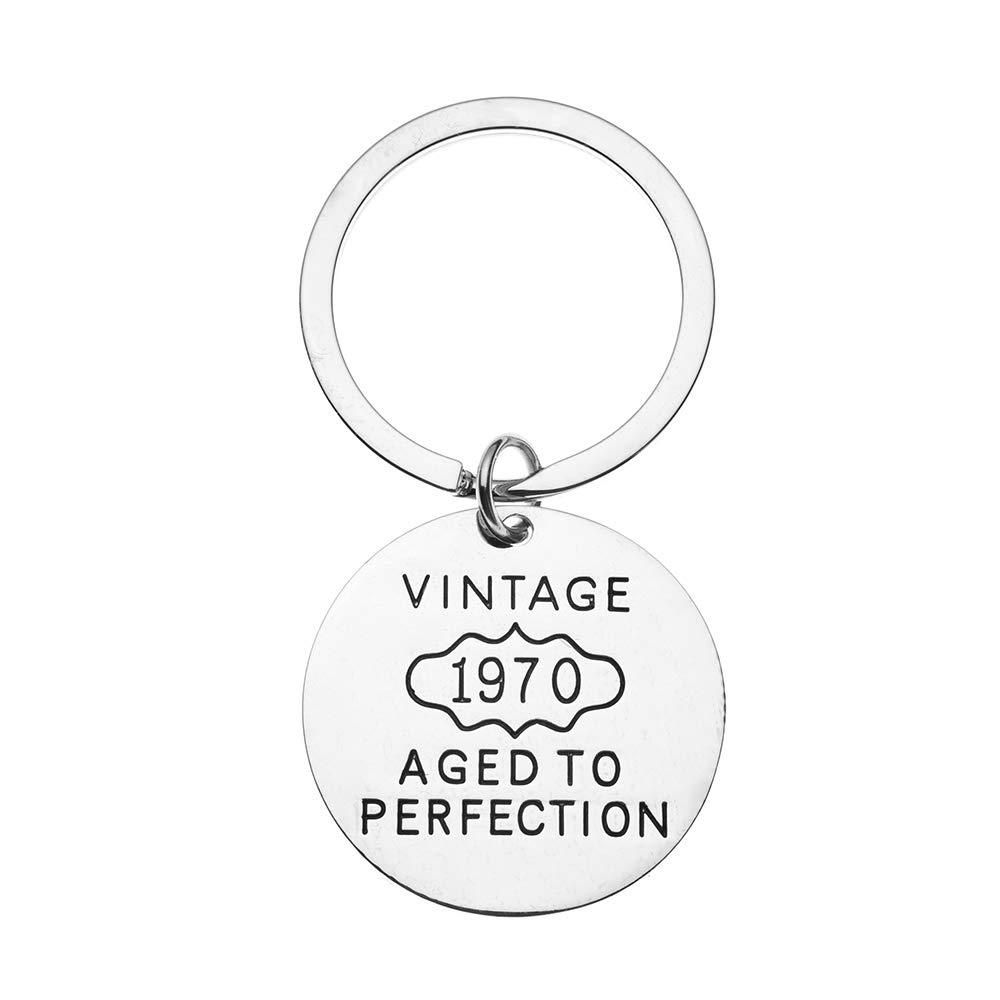  [AUSTRALIA] - Infinity Collection 50th Birthday Keychain, 50th Birthday Gifts for Men & Women, Vintage 1970 Aged to Perfection Keychain. 50th Bday Gifts for Him or Her