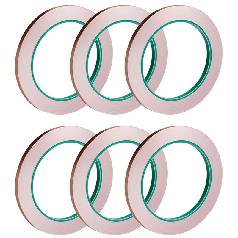  [AUSTRALIA] - Selizo 6 Pack Copper Foil Tape with Conductive Adhesive for EMI Shielding, Paper Circuits, Electrical Repairs, Grounding