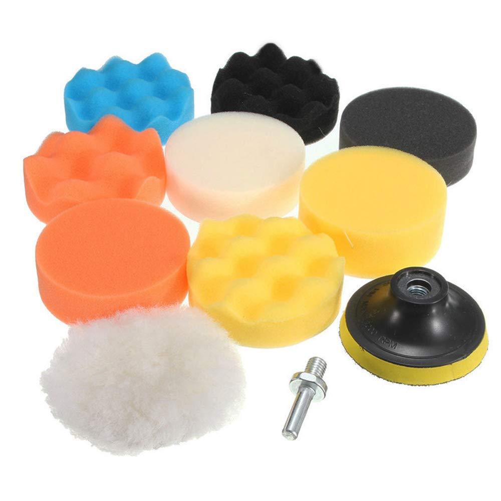  [AUSTRALIA] - CANOPUS Buffing Pad Kit: 11 PCS/3 Inch Compound Drill Buffing Sponge Pads for Polishing, Waxing and Sealing Glaze
